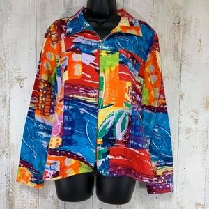 Erin London Multicolor Zip Up Jacket Large